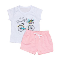 CONJUNTO INFANTIL 2 AO 10 CURTO 100% ALGODÃO BIKE BRANCO