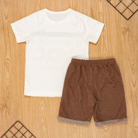 CONJUNTO INFANTIL 2 AO 10 CURTO 100% ALGODÃO LET'S GO RADICAL CREME