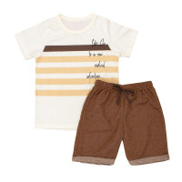 CONJUNTO INFANTIL 2 AO 10 CURTO 100% ALGODÃO LET'S GO RADICAL CREME