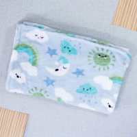 MANTA PARA BEBÊ QUENTINHA 70CM X 1.00M CÉU ESTRELADO AZUL CLARO