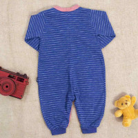 MACACÃO LONGO EM MALHA PARA BEBÊ MENINO BEAR AZUL