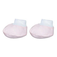 KIT COM LUVA MEIA E TOUCA COM POM-POM PARA BEBÊ ROSA CLARO CASTELO