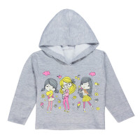 CONJUNTO LONGO PARA BEBÊ EM MOLETOM BLUSA CAPUZ E CALÇA ESTAMPA GIRLS MESCLA
