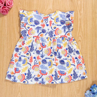 VESTIDO PARA BEBÊ EM TRICOLINE MANGA CURTA FLORAL BRANCO