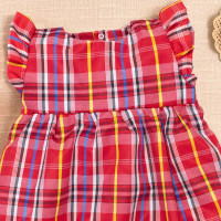 Vestido para Bebê Xadrez Vermelho Estilo Caipirinha Junina