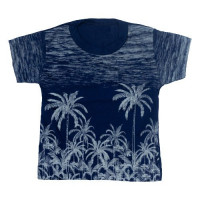 CONJUNTO CURTO CAMISETA E BERMUDA PARA BEBÊ ESTAMPA COQUEIRO MARINHO