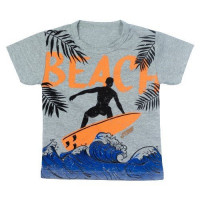 CONJUNTO CURTO CAMISETA E BERMUDA INFANTIL ESTAMPA BEACH MESCLA