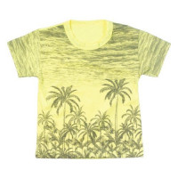 CONJUNTO CURTO CAMISETA E BERMUDA INFANTIL ESTAMPA COQUEIRO AMARELO
