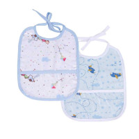 KIT COM 2 BABADORES FELPUDO PARA BEBÊ MENINA ESTAMPADINHO AZUL