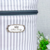 PORTA MAMADEIRA TÉRMICO PREMIUM LISTRINHAS CINZA