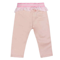CALÇA JEANS PARA BEBÊ COM ESLÁSTICO NA CINTURA E TULE ROSÊ