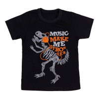 CONJUNTO CURTO CAMISETA E BERMUDA INFANTIL ESTAMPA DINO MUSIC PRETO