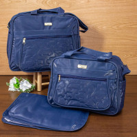 KIT BOLSAS MATERNIDADE 3 PEÇAS CARRINHOS MARINHO