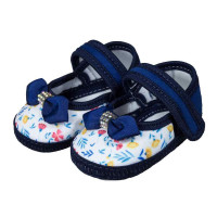 SAPATILHA COM VELCRO PARA BEBÊ MENINA ESTAMPADINHA FLORES MARINHO