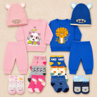 Kit Inverno Bebê 7 Peças Conjunto Moletom Touca Pantufa Meias Royal de 0 a 12 Meses
