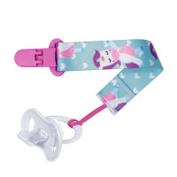 PRENDEDOR DE CHUPETA PARA BEBÊ ESTAMPADINHO UNICÓRNIO VERDE CLARO