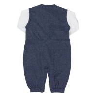 MACACÃO LONGO EM MALHA PARA BEBÊ MENINA COM LACINHO JEANS