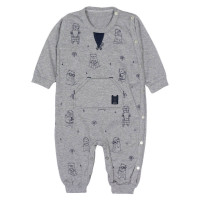 MACACÃO LONGO EM MALHA PARA BEBÊ MENINO ESTAMPADINHO BEAR MESCLA