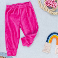 Calça De Plush Básica Para Bebê Menina Pink Quentinha Confortável