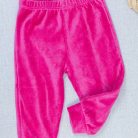 Calça De Plush Básica Para Bebê Menina Pink Quentinha Confortável