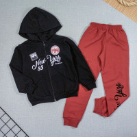 CONJUNTO DE MOLETOM INFANTIL 4 AO 8 COM CAPUZ NEW YORK PRETO