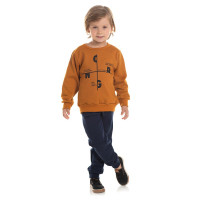 CONJUNTO DE MOLETOM INFANTIL 4 AO 8 FRASES CARAMELO