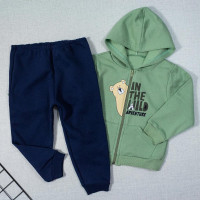 CONJUNTO DE MOLETOM INFANTIL 1 AO 3 COM CAPUZ URSINHO WILD VERDE