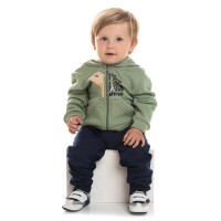 CONJUNTO DE MOLETOM INFANTIL 1 AO 3 COM CAPUZ URSINHO WILD VERDE