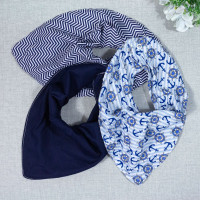 KIT 3 BABADORES PARA BEBÊ BANDANA ESTAMPADINHOS ANCORA