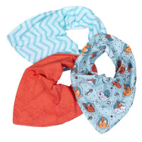 KIT 3 BABADORES PARA BEBÊ BANDANA ESTAMPADINHOS GATINHO