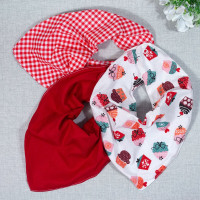 KIT 3 BABADORES PARA BEBÊ BANDANA ESTAMPADINHOS CUPCAKE