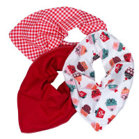 KIT 3 BABADORES PARA BEBÊ BANDANA ESTAMPADINHOS CUPCAKE