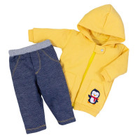 CONJUNTO PARA BEBÊ MOLETOM ZIPER COM CAPUZ PINGUIM AMARELO