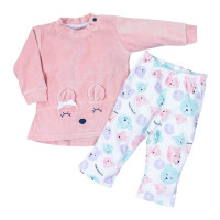 CONJUNTO PARA BEBÊ PLUSH COM ESTAMPA DIGITAL URSINHOS ROSÊ