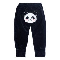 CALÇA PLUSH PARA BEBÊ COM PÉ REVERSÍVEL BUMBUM BORDADO PANDA PRETO