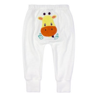 CALÇA PLUSH PARA BEBÊ COM PÉ REVERSÍVEL BUMBUM BORDADO GIRAFA CREME
