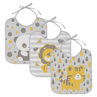 BABADORES KIT 3 PEÇAS PARA BEBÊ ESTAMPADINHO SAFARI CINZA