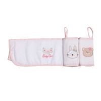 KIT 3 BABETES GIFTS SAQUINHO TULE BORDADINHO COELHA URSA ROSA