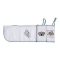 KIT 3 BABETES GIFTS SAQUINHO TULE BORDADINHO COALA TUBARÃO AZUL