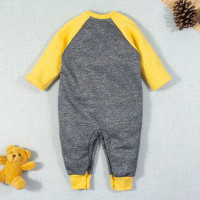 MACACÃO PARA BEBÊ LONGO MOLETOM COM BORDADO GIRAFA CHUMBO