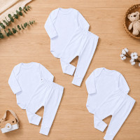 Kit Enxoval Bebê 6 Peças Brancas Body e Calça 100% Algodão
