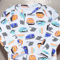 Body para Bebê Manga Longa Estampadinho Super Carros Branco