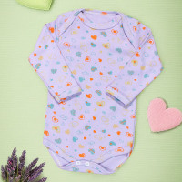 Body para Bebê Manga Longa Estampadinho Coração Lilás