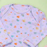 Body para Bebê Manga Longa Estampadinho Coração Lilás