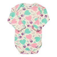 Body para Bebê Manga Longa Estampadinho Balão Coração Bege