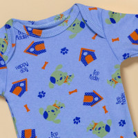 Body para Bebê Manga Curta Estampadinho Happy Dog Azul