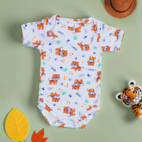 Body para Bebê Menino Manga Curta Estampadinho Tigre Branco