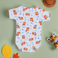 Body para Bebê Menino Manga Curta Estampadinho Tigre Branco