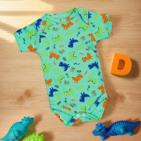 Body para Bebê Menino Manga Curta Estampadinho Dino Verde