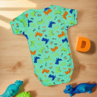 Body para Bebê Menino Manga Curta Estampadinho Dino Verde
